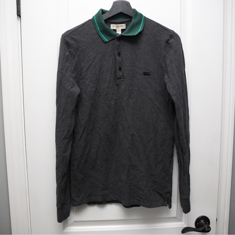 Burberry Dark Gray Polo with Green Trim